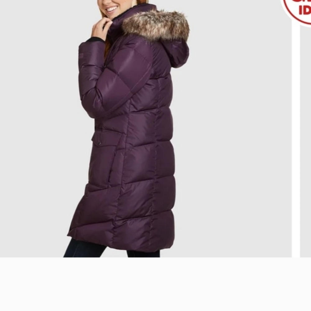 Eddie Bauer Women's Purple Fur-Trimmed Puffer Coat Like New. - Picture 8 of 10